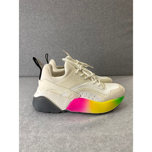 Stella McCartney Eclypse Rainbow Sole Sneakers White Neoprene Size 37 NWOT - Picture 1 of 7